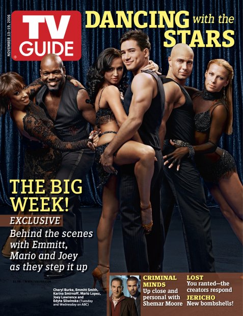 TV Guide cover - Cheryl Burke, Joey Lawrence, Mario Lopez, Shemar Moore, Mandy Patinkin, Edyta Sliwinska, Karina Smirnoff, Emmitt Smith - November 13, 2006