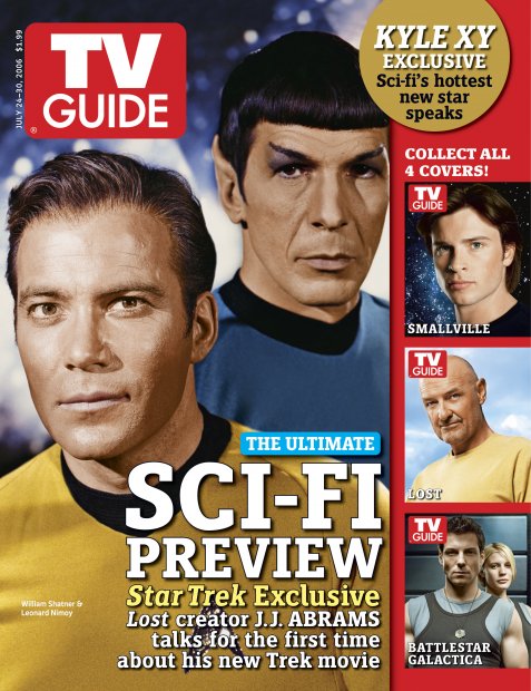 TV Guide cover - Jamie Bamber, Katie Sackoff, Tom Welling, Terry O'Quinn, William Shatner, Leonard Nimoy - July 24, 2006
