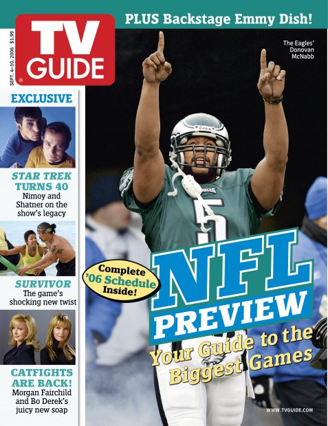TV Guide cover - Donovan McKnabb, Bo Derek, Morgan Fairchild, Leonard Nimoy, William Shatner - September 4, 2006