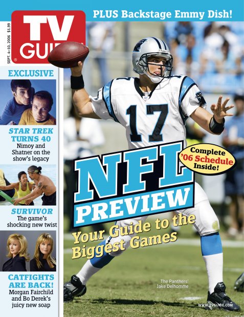TV Guide cover - Jake Delhomme, Bo Derek, Morgan Fairchild, Leonard Nimoy, William Shatner - September 4, 2006