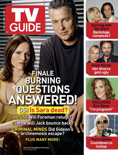 TV Guide cover - Jorja Fox, Anne Heche, Paris Hilton, Julianne Hough, Coley Laffoon, Apolo Anton Ohno, William Petersen, Kim Raver - May 28, 2007
