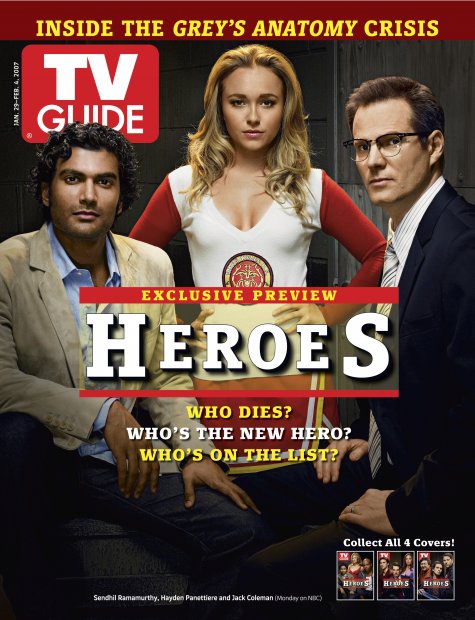 TV Guide cover - Jack Coleman, Hayden Panetierre, Sendil Ramamurthy - January 29, 2007