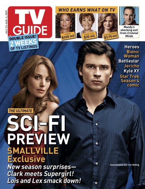 TV Guide cover - Erica Durance, Tom Welling - July 23, 2007