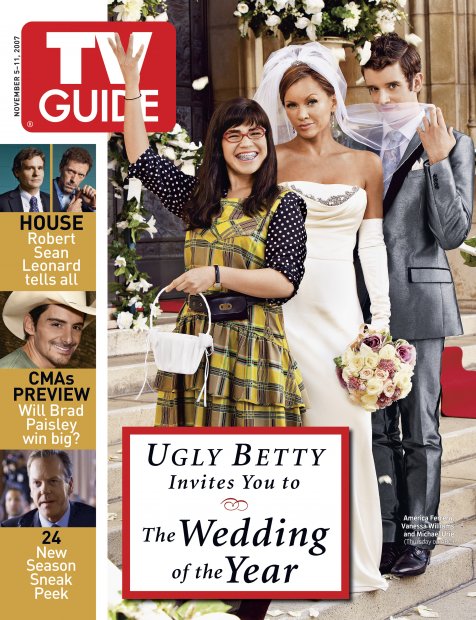 TV Guide cover - America Ferrera, Hugh Laurie, Robert Sean Leonard, Brade Paisley, Kiefer Sutherland, Michael Urie, Vanessa Williams - November 5, 2007