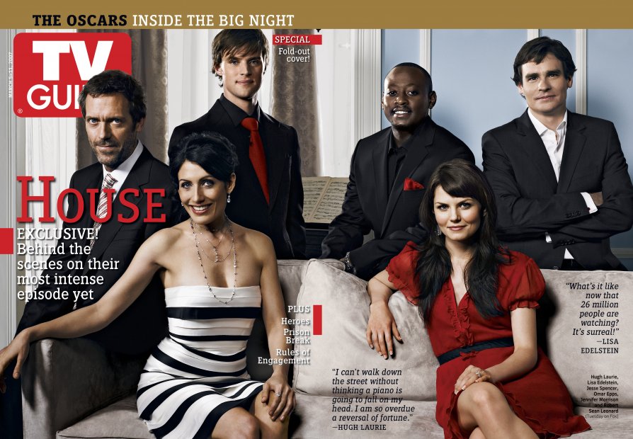 TV Guide cover - Lisa Edelstein, Omar Epps, Hugh Laurie, Robert Sean Leonard, Jennifer Morrison, Jesse Spencer - March 5, 2007