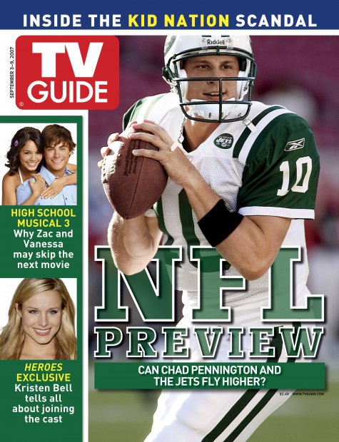 TV Guide cover - Chad Pennington, Kristen Bell, Zac Efron, Vanessa Hudgens - September 3, 2007
