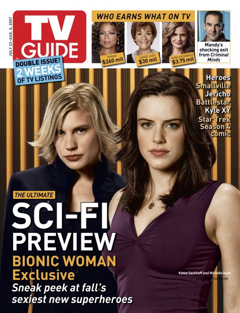 TV Guide cover - Michelle Ryan, Katee Sackhoff - July 23, 2007