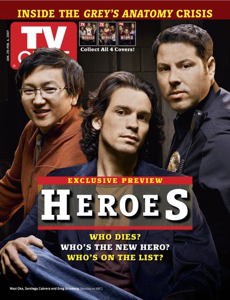 TV Guide cover - Santiago Cabrera, Greg Grunberg, Masi Oka - January 29, 2007