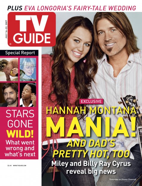 TV Guide cover - Billy Ray Cyrus, Miley Cyrus, David Hasselhoff, Paris Hilton, John Stamos, Isaiah Washington - July 16, 2007