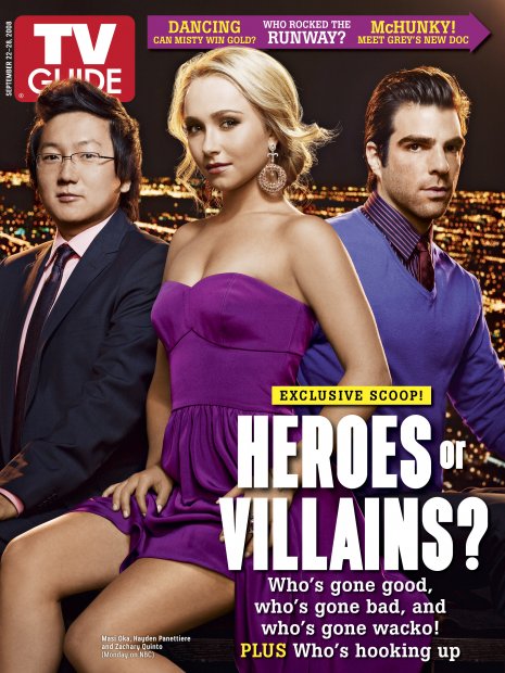 TV Guide cover - Masi Oka, Hayden Panetierre, Zachary Quinto - September 22, 2008