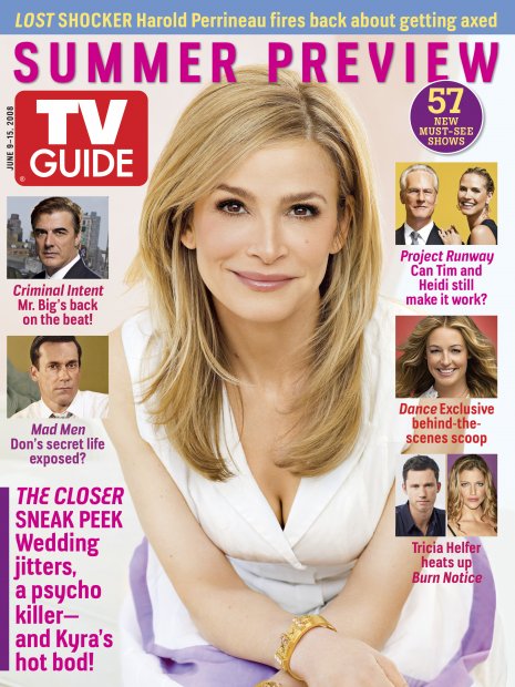 TV Guide cover - Jeffrey Donovan, Tim Gunn, Jon Hamm, Tricia Helfer, Heidi Klum, Chris Noth, Kyra Sedgwick - June 9, 2008