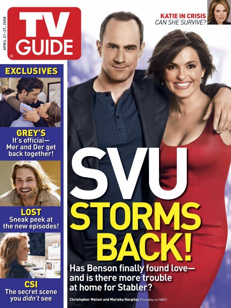 TV Guide cover - Katie Couric, Patrick Dempsey, Mariska Hargitay, Marg Helgenberger, Josh Holloway, Christopher Meloni, Ellen Pompeo - April 21, 2008