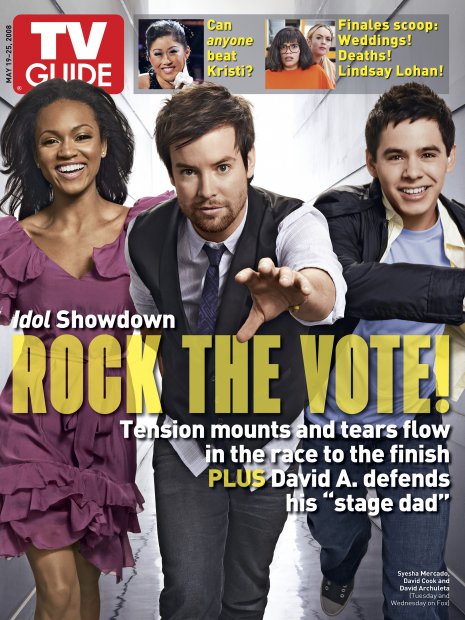 TV Guide cover - David Archuleta, David Cook, Syesha Mercado - May 19, 2008