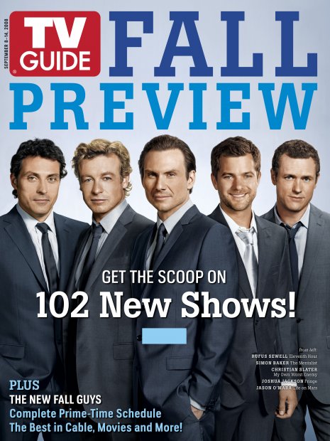 TV Guide cover - Simon Baker, Joshua Jackson, Jason O'Mara, Rufus Sewell, Christian Slater - September 8, 2008