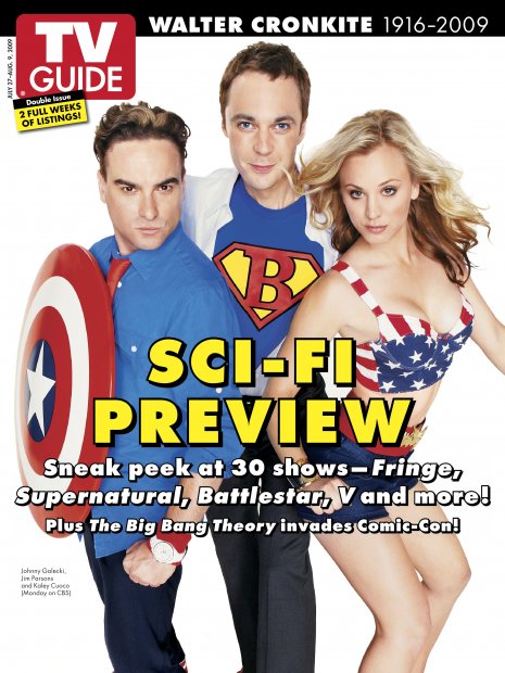 TV Guide cover - Kaley Cuoco, Johnny Galecki, Jim Parsons - July 27, 2009