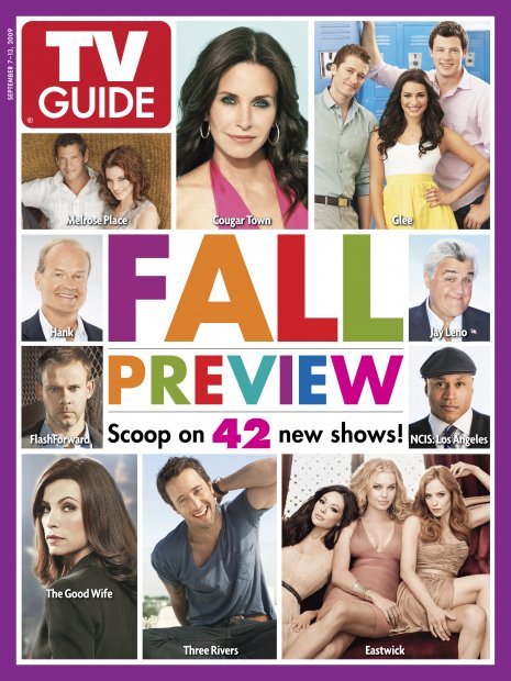 TV Guide cover - Thomas Calabro, LL Cool J, Courteney Cox, Kelsey Grammer, Laura Leighton, Jay Leno, Julianna Margulies, Lea Michele, Dominic Monaghan, Cory Monteith, Matthew Morrison, Alex O'Loughlin, Lindsay Price, Jaime Ray, Rebecca Romijn - September 7, 2009