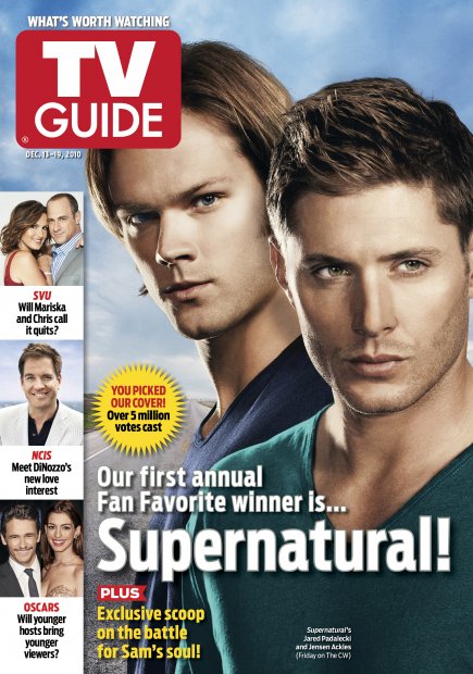 TV Guide cover - Jared Padalecki, Jensen Ackles, Mariska Hargitay, Christopher Meloni, Michael Weatherly, Anne Hathaway, James Franco - December 13, 2010