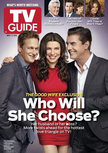 TV Guide cover - Josh Charles, Julianna Margulies, Chris Noth, Jay Leno, Jon Hamm, Elisabeth Moss, Stana Katic - November 1, 2010