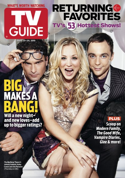 TV Guide cover - Johnny Galecki, Kaley Cuoco, Jim Parsons - September 20, 2010