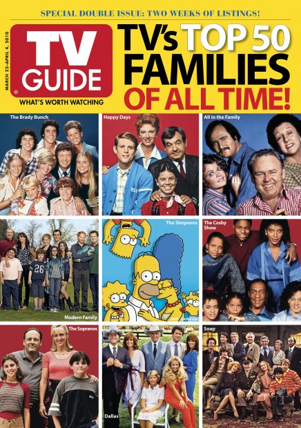 TV Guide cover - Top 50 TV Families Of All Time! - March 22, 2010