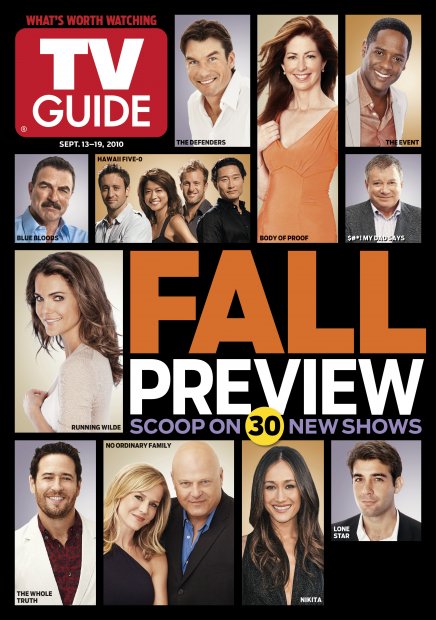 TV Guide cover - Jerry O'Connell, Dana Delaney, Blair Underwood, Tom Selleck, Scott Caan, Alex O'Loughlin, Daniel Dae Kim, Grace Park, William Shatner, Keri Russell, Rob Morrow, Michael Chiklis, Julie Benz, Maggie Q, James Wolk - September 13, 2010