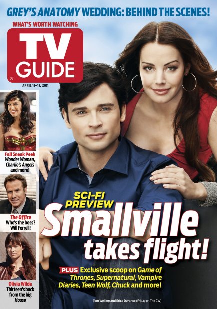 TV Guide cover - Tom Welling, Erica Durance, Will Ferrell, Adrianne Palicki, Olivia Wilde - April 11, 2011