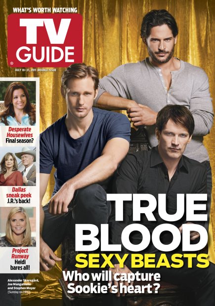 TV Guide cover - Alexander Skarsgard, Joe Manganiello, Stephen Moyer, Eva Longoria, Linda Gray, Larry Hagman, Heidi Klum - July 18, 2011