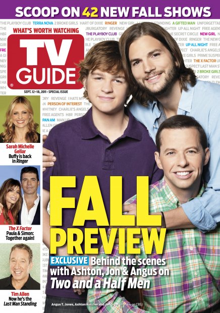 TV Guide cover - Angus T. Jones, Ashton Kutcher, Jon Cryer, Tim Allen, Paula Abdul, Simon Cowell, Sarah Michelle Gellar - September 12, 2011