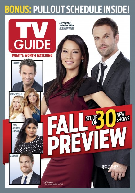 TV Guide cover - Hayden Panettiere, Connie Britton, Matthew Perry, Lucy Liu, Johnny Lee Miller, Mindy Kaling, Stephen Amell - September 17, 2012