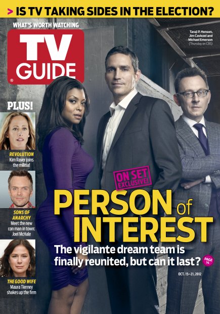 TV Guide cover - Taraji P. Henson, Jim Caviezel, Michael Emerson, Kim Raver, Joel McHale, Maura Tierney - October 15, 2012