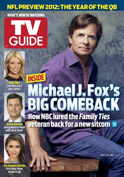 TV Guide cover - Michael J. Fox, Kelly Ripa, Jimmy Kimmel, Nina Dobrev - September 3, 2012