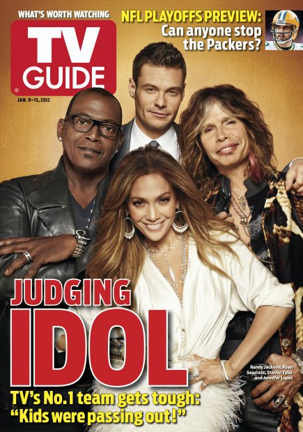 TV Guide cover - Randy Jackson, Ryan Seacrest, Steven Tyler, Jennifer Lopez - January 9, 2012