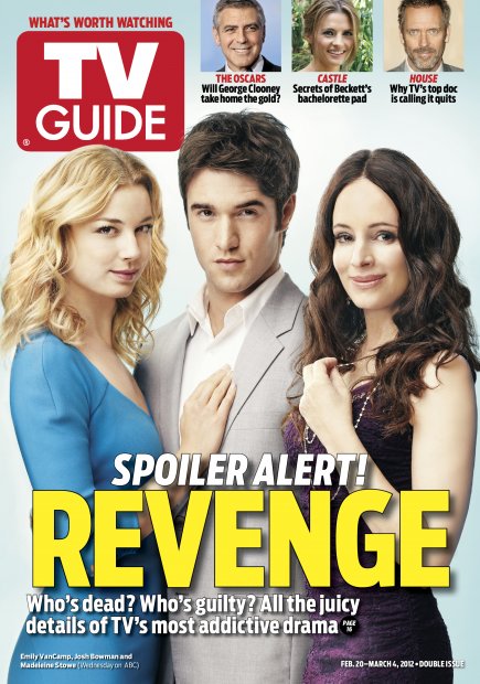 TV Guide cover - Emily VanCamp, Josh Bowman, Madeline Stowe, George Clooney, Stana Katic, Hugh Laurie - February 20, 2012