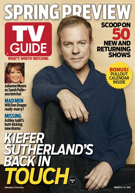 TV Guide cover - Kiefer Sutherland, Julianne Moore - March 5, 2012