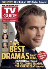 TV Guide cover - Timothy Olyphant, Simon Baker, Emily Deschanel, Josh Holloway - February 25, 2013