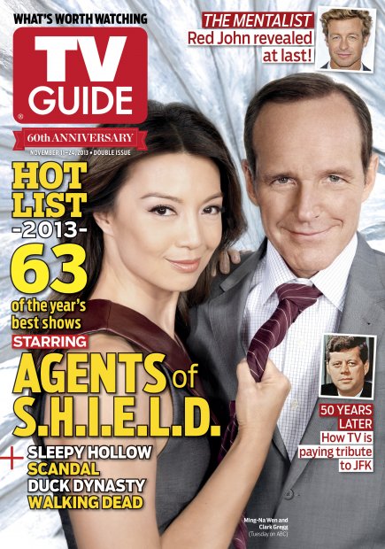 TV Guide cover - Ming-Na Wen, Clark Gregg, John F. Kennedy, Simon Baker - November 11, 2013