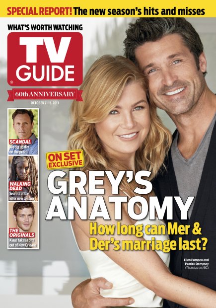 TV Guide cover - Ellen Pompeo, Patrick Dempsey, Tony Goldwyn, Danai Gurira, Joseph Morgan - October 7, 2013