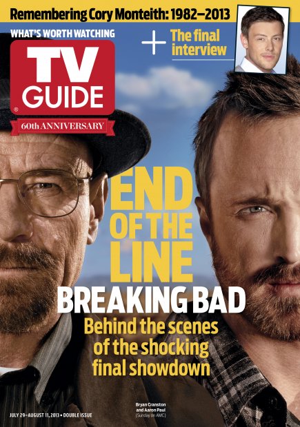 TV Guide cover - Bryan Cranston, Aaron Paul, Cory Monteith - July 29, 2013