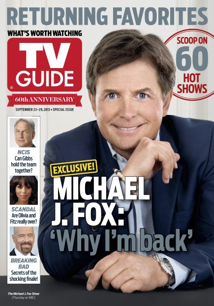 TV Guide cover - Michael J. Fox, Mark Harmon, Kerry Washington, Bryan Cranston - September 23, 2013
