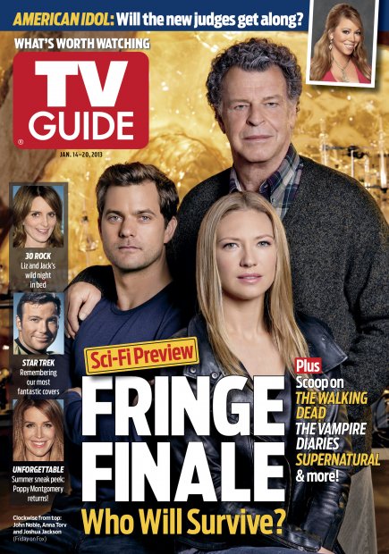 TV Guide cover - John Noble, Anna Torv, Joshua Jackson, Mariah Carey, Tina Fey, William Shatner, Poppy Montgomery - January 14, 2013