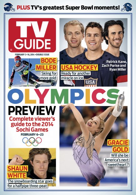 TV Guide cover - Bode Miller, Shaun White, Gracie Gold, Patrick Kane, Zach Parise, Ryan Miller - February 3, 2014