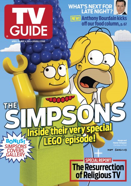 TV Guide cover - Homer Simpson, Marge Simpson, Stephen Colbert - April 21, 2014