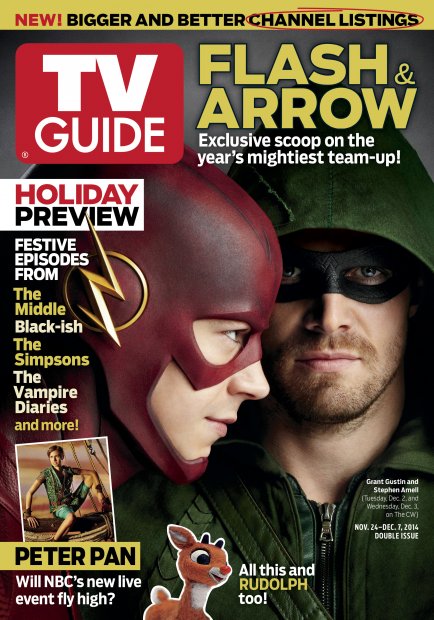 TV Guide cover - Grant Gustin, Stephen Amell, Allison Williams, Rudolph - November 24, 2014