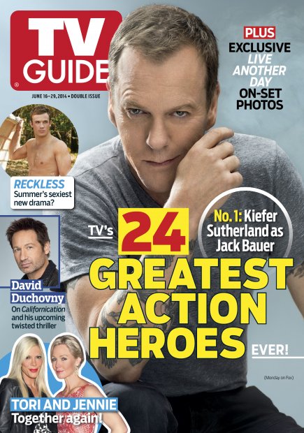 TV Guide cover - Kiefer Sutherland, Cam Gigandet, David Duchovny, Tori Spelling, Jennie Garth - June 16, 2014