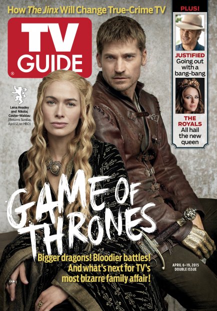 TV Guide cover - Nikolaj Coster-Waldau, Lena Headey, Elizabeth Hurley, Timothy Olyphant - April 6, 2015