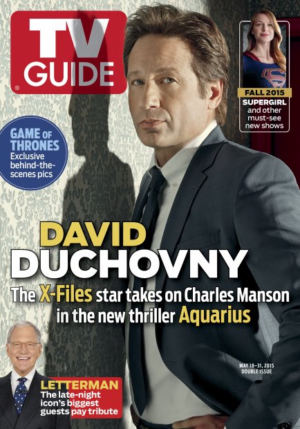 TV Guide cover - Melissa Benoist, David Duchovny, David Letterman - May 18, 2015