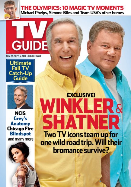 TV Guide cover - Jaimie Alexander, Mark Harmon, Michael Phelps, William Shatner, Henry Winkler - August 22, 2016