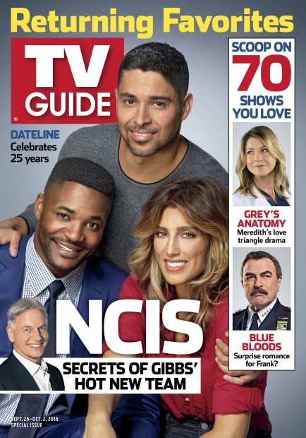 TV Guide cover - Jennifer Esposito, Mark Harmon, Duane Henry, Ellen Pompeo, Tom Selleck, Wilmer Valderrama - September 26, 2016