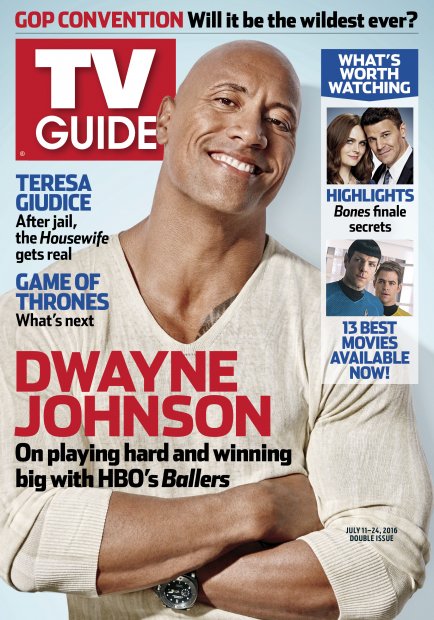 TV Guide cover - David Boreanaz, Emily Deschanel, Dwayne Johnson, Chris Pine, Zachary Quinto - July 11, 2016