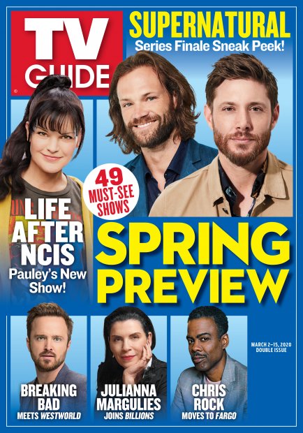 TV Guide cover - Jensen Ackles, Julianna Margulies, Jared Padalecki, Aaron Paul, Pauley Perrette - March 2, 2020